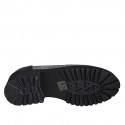 Mocasines para mujer con accesorio en piel negra y tela principe di Gales gris tacon 4 - Tallas disponibles:  35, 44