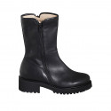 Stivaletto alto da donna con cerniere in pelle nera tacco 4 - Misure disponibili: 33, 35, 42, 45, 46