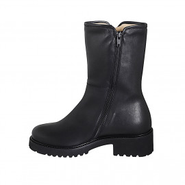 Stivaletto alto da donna con cerniere in pelle nera tacco 4 - Misure disponibili: 33, 35, 42, 45, 46 2
