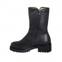 Stivaletto alto da donna con cerniere in pelle nera tacco 4 - Misure disponibili: 33, 35, 42, 45, 46
