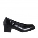Zapato de salon para mujer con plantilla extraible y elastico en piel negra tacon 4 - Tallas disponibles:  32, 42, 45