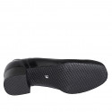 Escarpin pour femmes avec semelle amovible et elastique en cuir noir talon 4 - Pointures disponibles:  32, 42, 45
