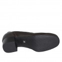 Décolleté da donna con plantare estraibile ed elastico in pelle marrone scuro tacco 4 - Misure disponibili: 32, 33, 35, 42, 43, 45