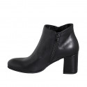 Botines para mujer en piel negra con cremalleras y plantilla extraible tacon 7 - Tallas disponibles:  42, 44, 45