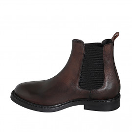 Stivaletto con elastici da uomo in pelle marrone scuro - Misure disponibili: 37, 38, 48, 49, 50, 51, 52, 53, 54 2