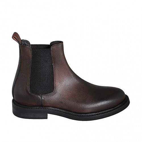 Stivaletto con elastici da uomo in pelle marrone scuro - Misure disponibili: 37, 38, 48, 49, 50, 51, 52, 53, 54