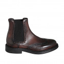 Bottine avec élastiques et bout golf pour hommes en cuir marron foncé - Pointures disponibles:  37, 38, 46, 48, 51, 52, 53, 54