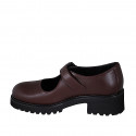 Decolté Mary Jane da donna in pelle bordeaux tacco 5 - Misure disponibili: 35, 42, 45, 46