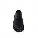 Chaussure derby avec lacets et bout golf pour femmes en cuir brossé noir talon 3 - Pointures disponibles:  35, 44, 45