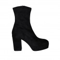 Botines para mujer con cremallera y plataforma en gamuza y material elástico negro tacon 9 - Tallas disponibles:  33, 35