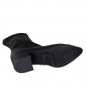Stivaletto a punta da donna in pelle e pelle elasticizzata nera con cerniera e puntale tacco 5 - Misure disponibili: 33, 34, 35, 42, 45