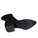 Botines a punta para mujer en gamuza y gamuza elastica negra con puntera y cremallera tacon 5 - Tallas disponibles:  32, 33, 34, 35