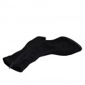Woman's pointy ankle boot in black elastic suede and suede with zipper and captoe heel 5 - Available sizes:  32, 33, 35