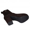 Woman's ankle boot with studs and zipper in dark brown suede heel 9 - Available sizes:  32