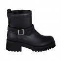 Stivaletto da donna in pelle nera con cerniera e fibbia tacco 5 - Misure disponibili: 32, 44, 46