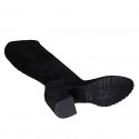Bottes au genou pour femmes en daim et matériau élastique noir talon 6 - Pointures disponibles:  43, 44, 45