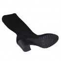 Bottes au genou pour femmes en daim et matériau élastique noir talon 7 - Pointures disponibles:  32, 44