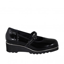 Decolté Mary Jane da donna con plantare estraibile in vernice nera zeppa4 - Misure disponibili: 35, 42, 43