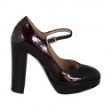 Decolté mary jane da donna in vernice metallizzata bordeaux tacco 11 - Misure disponibili: 32, 33, 35
