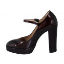 Women's Mary Jane pump in metallic maroon patent leather heel 11 - Available sizes:  32, 33, 35