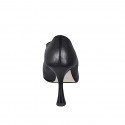 Women's pointed high-cut shoe with asymmetric neckline in black leather heel 9 - Available sizes:  32, 33, 34, 35, 44
