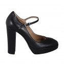 Zapato de salón Mary Jane para mujer en piel negra tacón 11 - Tallas disponibles:  31, 34, 35, 42