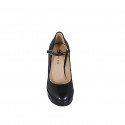 Women's Mary Jane pump in black leather heel 11 - Available sizes:  31, 34, 35, 42