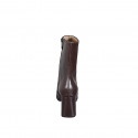 Botines altos para mujer con cremallera en piel marron oscuro tacon 7 - Tallas disponibles:  35, 43