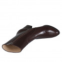 Botines altos para mujer con cremallera en piel marron oscuro tacon 7 - Tallas disponibles:  35, 43