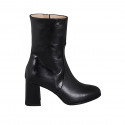 Stivaletto alto da donna con cerniera in pelle nera tacco 7 - Misure disponibili: 33, 35, 42, 43, 46