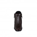 Botines para mujer en piel marron oscuro con cremalleras cuña 6 - Tallas disponibles:  32, 34, 35