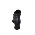 Woman's ankle boot in black leather with zippers wedge heel 6 - Available sizes:  35