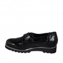 Chaussure pour femmes avec velcro et semelle intérieure amovible en cuir verni noir talon compensé 3 - Pointures disponibles:  32, 34, 35, 43, 44, 46
