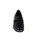 Chaussure pour femmes avec velcro et semelle intérieure amovible en cuir verni noir talon compensé 3 - Pointures disponibles:  32, 34, 35, 43, 44, 46