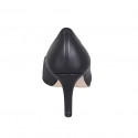 Zapato de salon a punta para mujer en piel negra con tacon 7 - Tallas disponibles:  31, 35, 43, 44