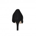 Zapato de salon puntiagudo para mujer en gamuza negra tacon 7 - Tallas disponibles:  32, 35, 42, 43