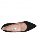 Woman's pointy pump in black suede heel 7 - Available sizes:  32, 35, 42, 43