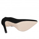 Woman's pointy pump in black suede heel 10 - Available sizes:  31, 32, 33, 34, 35, 42, 43, 44, 45