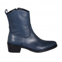 Bottine texane pour femmes avec fermeture éclair en cuir bleu avec talon 4 - Pointures disponibles:  32, 42, 44, 45