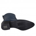 Stivaletto texano da donna con cerniera in pelle blu con tacco 4 - Misure disponibili: 32, 42, 44, 45