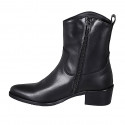 Stivaletto texano da donna con cerniera in pelle nera con tacco 4 - Misure disponibili: 32, 33, 35, 46