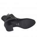 Botines para mujer en piel negra con cremalleras y punta redonda tacon 6 - Tallas disponibles:  32, 42, 44