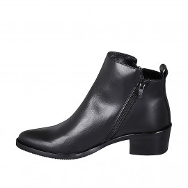 Botin a punta para mujer con cremalleras en piel negra tacon 4 - Tallas disponibles:  35 2