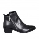 Stivaletto a punta da donna con cerniere in pelle nera tacco 4 - Misure disponibili: 35