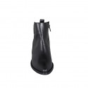 Woman's pointy ankle boot with zippers in black leather heel 4 - Available sizes:  35
