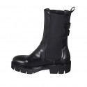 Hautes Chelsea bottines pour femmes avec boucles en cuir noir et talon 4 - Pointures disponibles:  32, 35