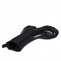 Woman's high Chelsea ankle-high boot with buckles in black leather heel 4 - Available sizes:  32, 35