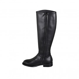 Botas del look simple para mujer con cremallera en piel de color negro tacon 3 - Tallas disponibles:  34, 35 2