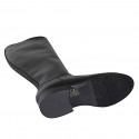 Woman's boot with a clean look and zipper in black leather heel 3 - Available sizes:  34, 35