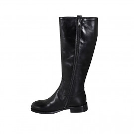 Botas del look simple para mujer con cremallera en piel de color negro tacon 3 - Tallas disponibles:  35 2